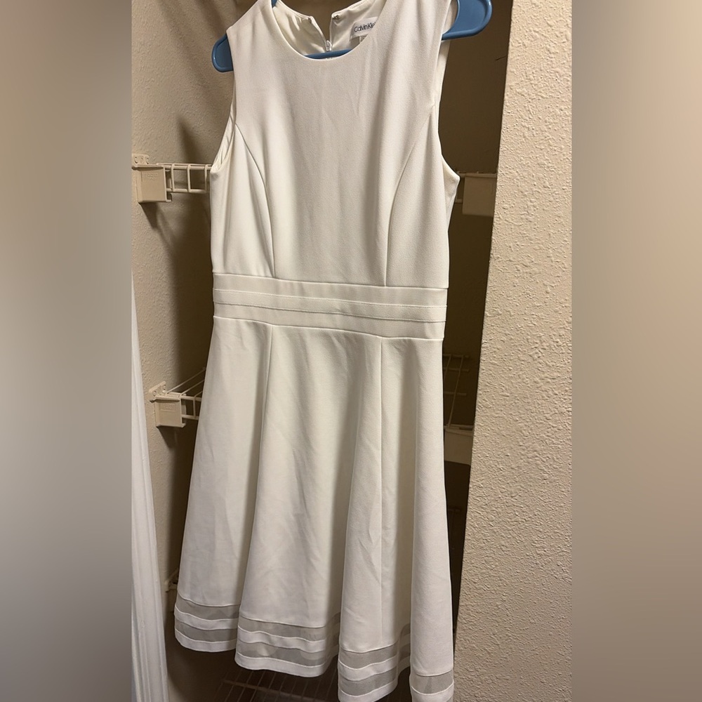 Calvin Klein White Sleeveless Midi Dress